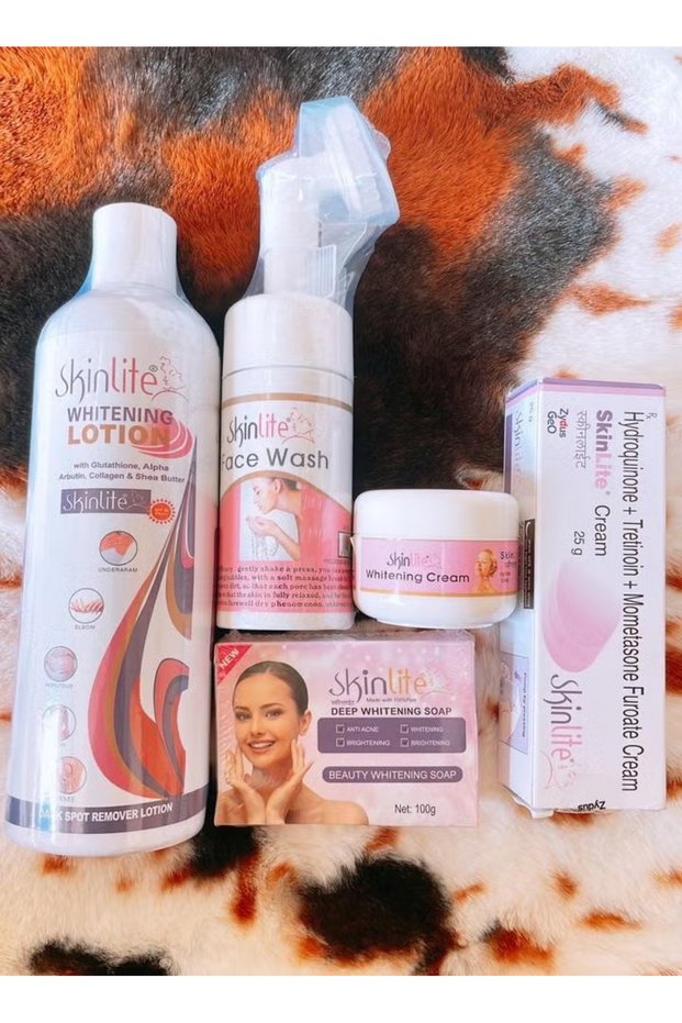 Set of 5 pcs of day cream, night cream, face wash, body lotion and soap