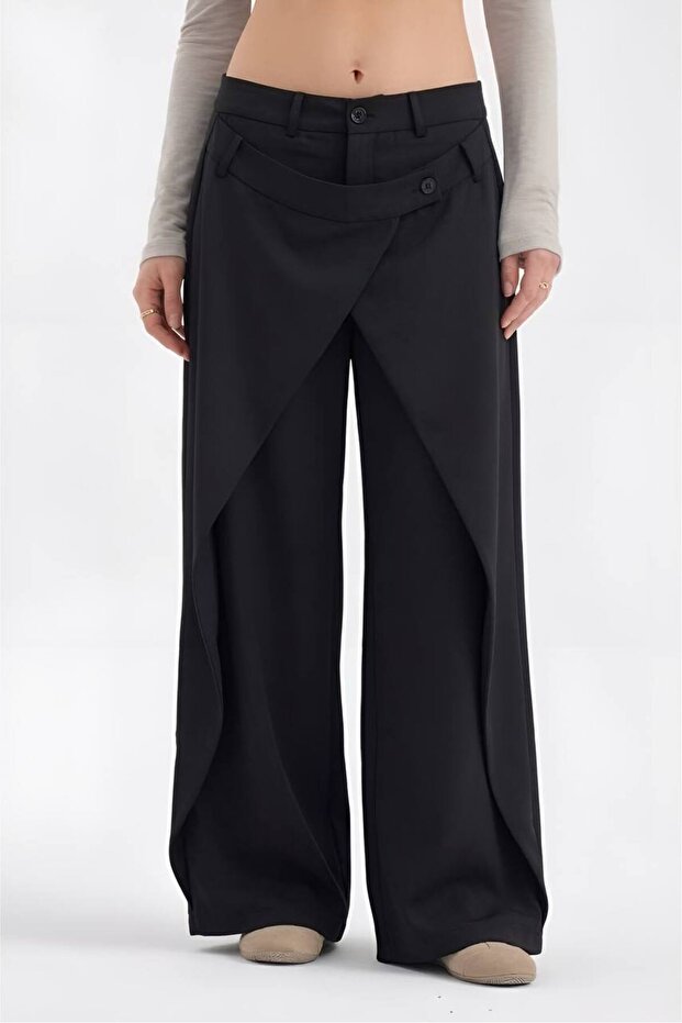 Women's Cross-Front Closure Balloon Fit Design Trousers