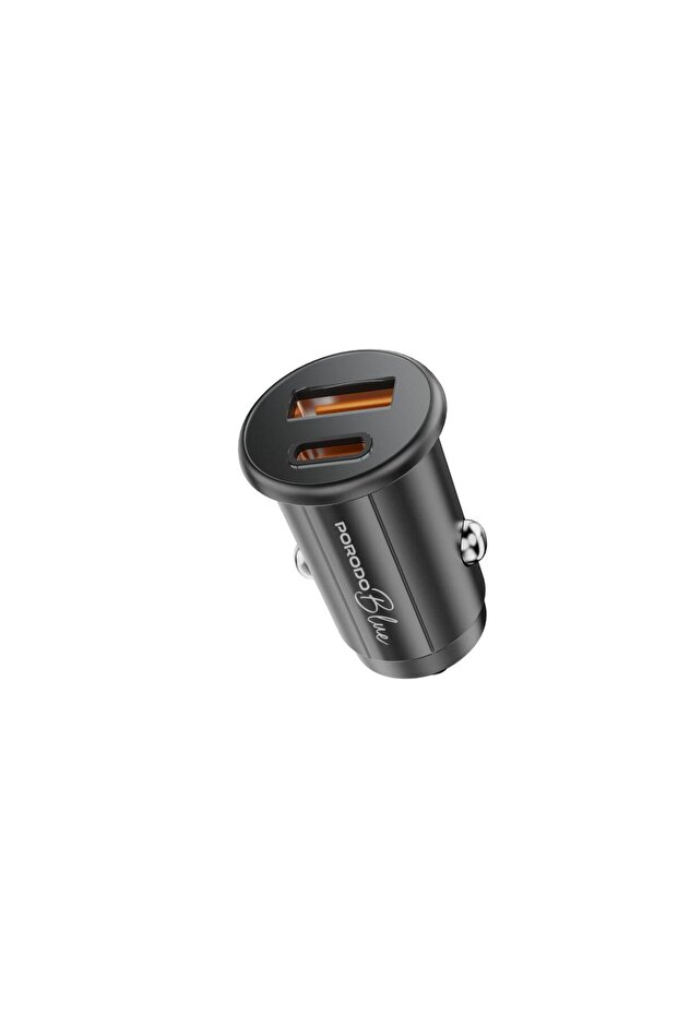 Dual Port 30W Car Charger with USB-C to USB-C Cable PD Fast Charging 12-24V Compact