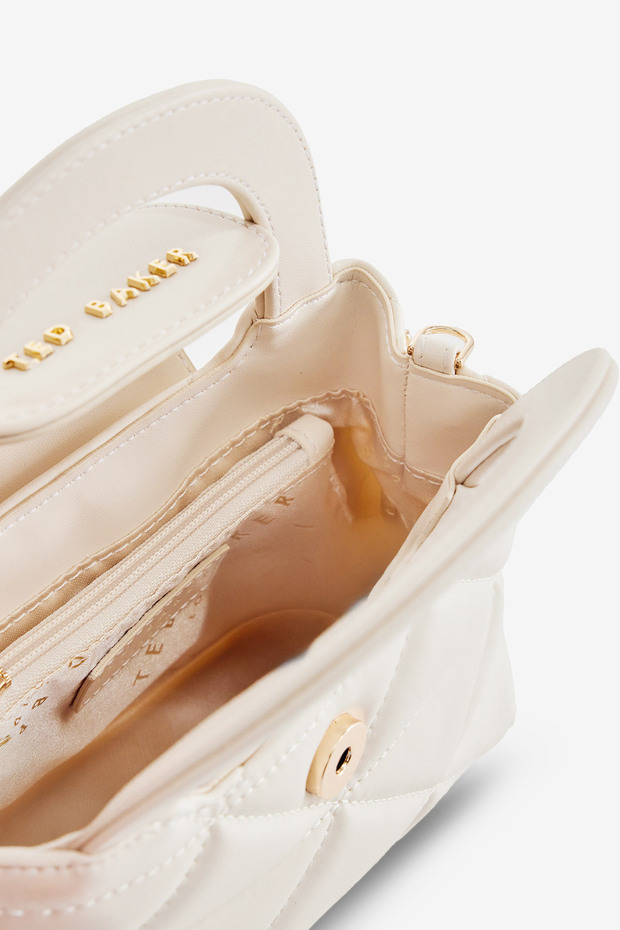 Bej Kapitone Askılı Çapraz Çanta - 2