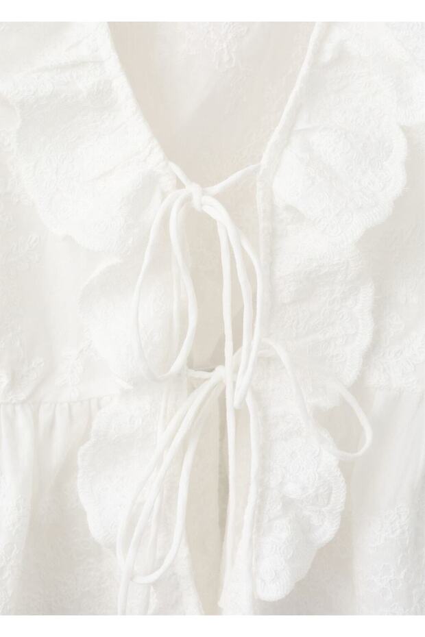 Fırfırlı işlemeli bluz - 8