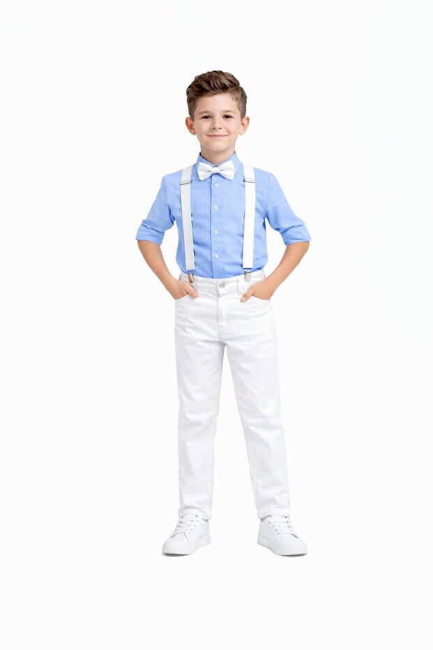 Boy's Shirt Pants Suspender Bow Tie Outfit April 23Noble 24