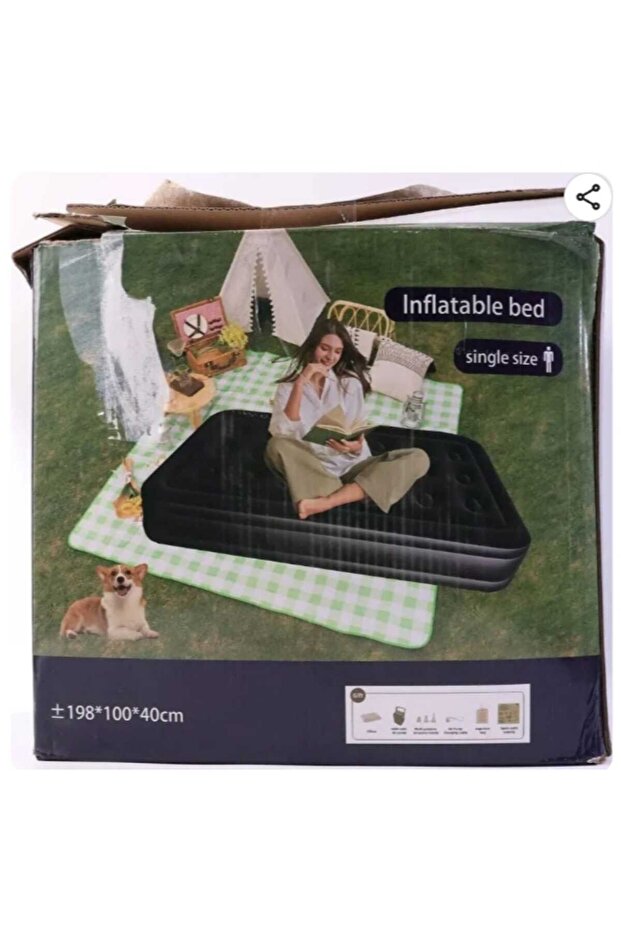 Single-Size Inflatable Air Bed – Flocked Comfort Mattress for Camping & Guests