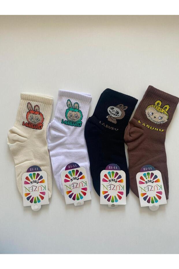 Labubu Figure 11-12 Years Old Unisex 4-Pack Socks