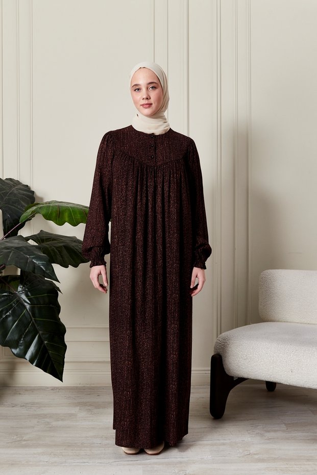 Floral Print Round Robe Mother Hijab Dress