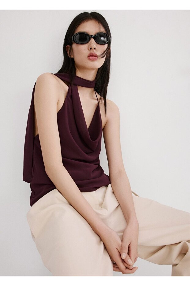 Drape yaka fular bluz - 1