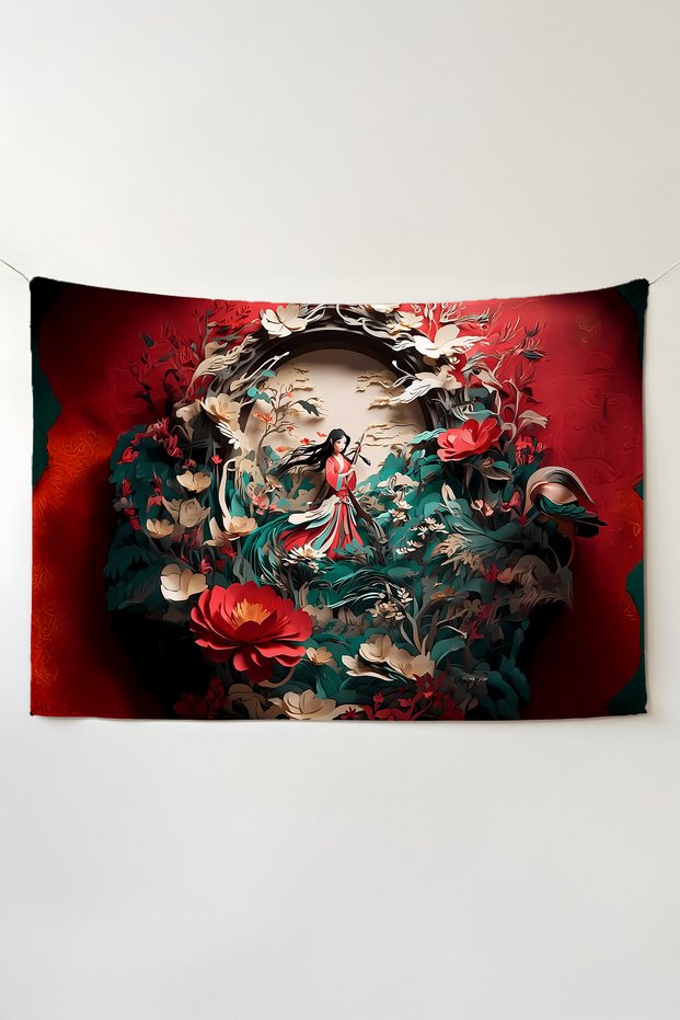 Mulan Themed Wall Tapestry – Large Size Tapestry Wall Art Rug Inches, Game Anime Movie Room Decor
