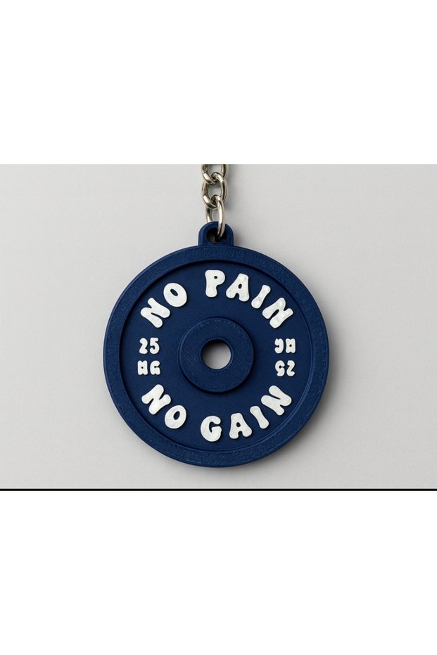 No Pain No Gain Fitness Weight Plate 3D Printing Keychain