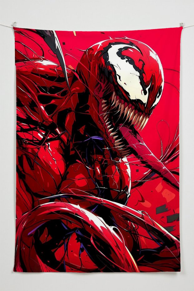 Spider-Man Carnage Wall Covering – Large Size Tapestry Wall Rug Sq, Game Anime Movie Room Decor