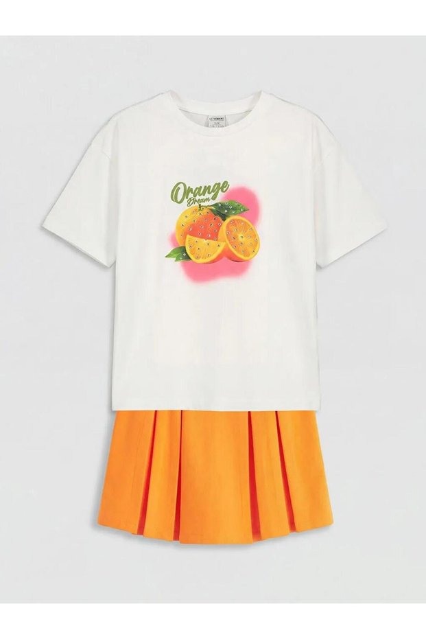 Printed Girl's T-Shirt and Shorts Skirt (S6)