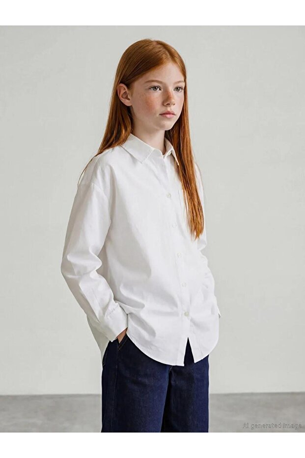 Long Sleeve Girls' Poplin Shirt (S6)