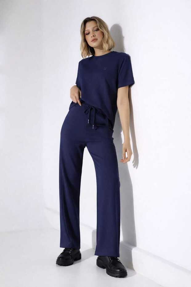 Rabbit Embroidered T-Shirt Pants Modal Top and Bottom Set