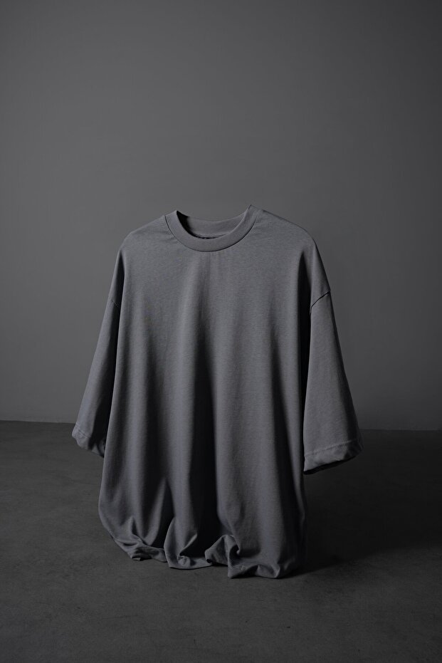 Erkek Füme Oversize Basic Tshirt - 1