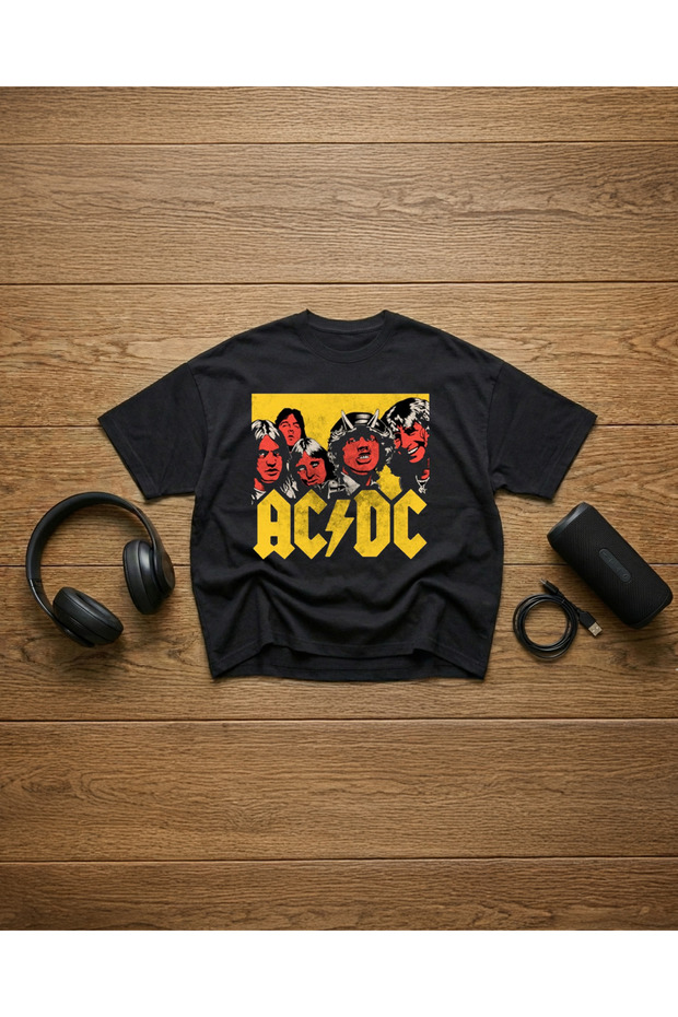 تي شيرت ACDC مطبوع للجنسين 100% مقاس كبير مكون من قطن قطع