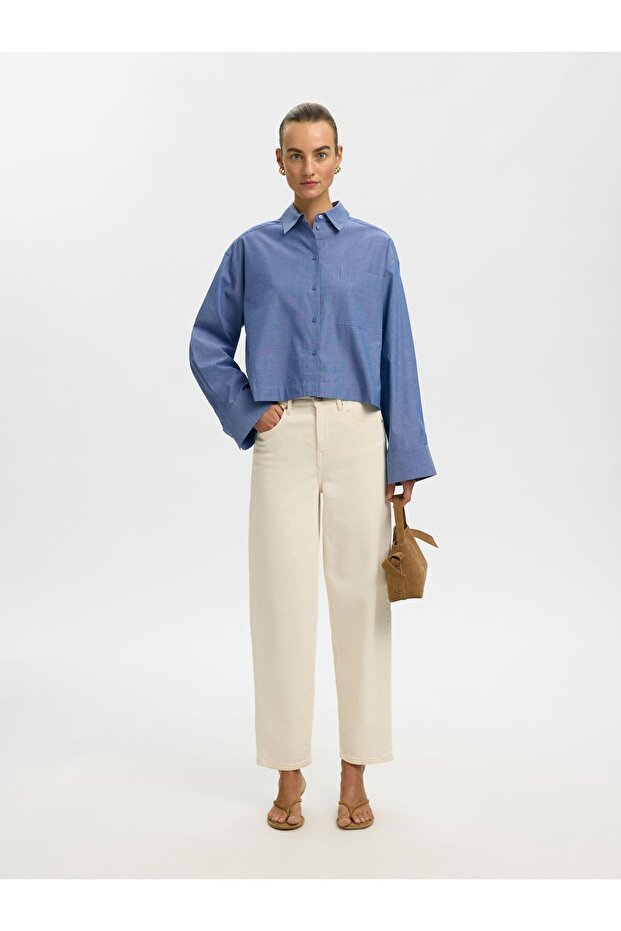 Crop-Bluse Baumwoll - 6