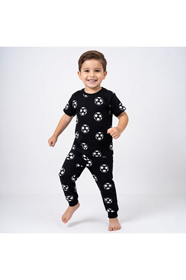 Children's Fan-Themed Short-Sleeved Pajama Set 100% Cotton Pieces