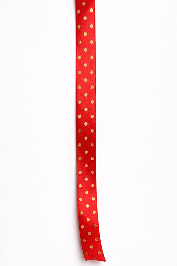 Gold Polka Dot Pcs Satin Ribbon 2 cm 10 Meters, Bohça Dowry Special Day Gift Decoration Ribbon