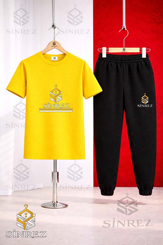 طقم بدلة رياضية للأطفال بشعار LOGO TWO LINE مطبوع