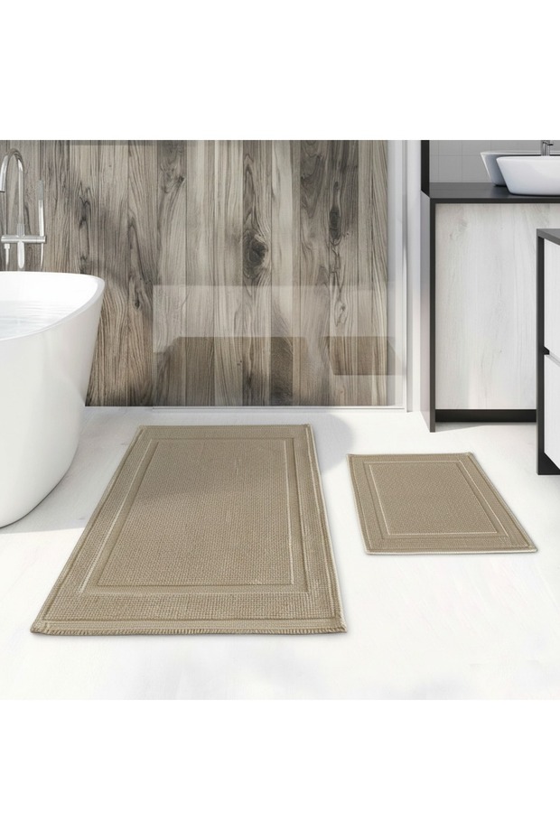 Loomx Bath Mat Set of 2 Washable Woven Surface Non-Slip Sole Bathroom Rug Floor Mat