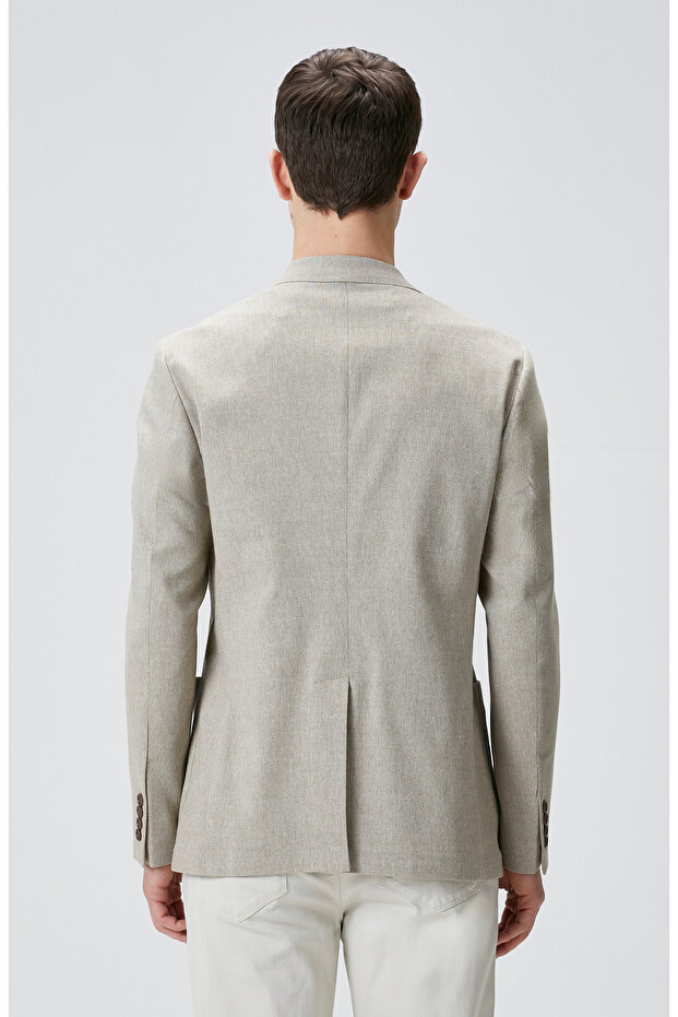 Bej Yün Karışımlı Ceket - 6