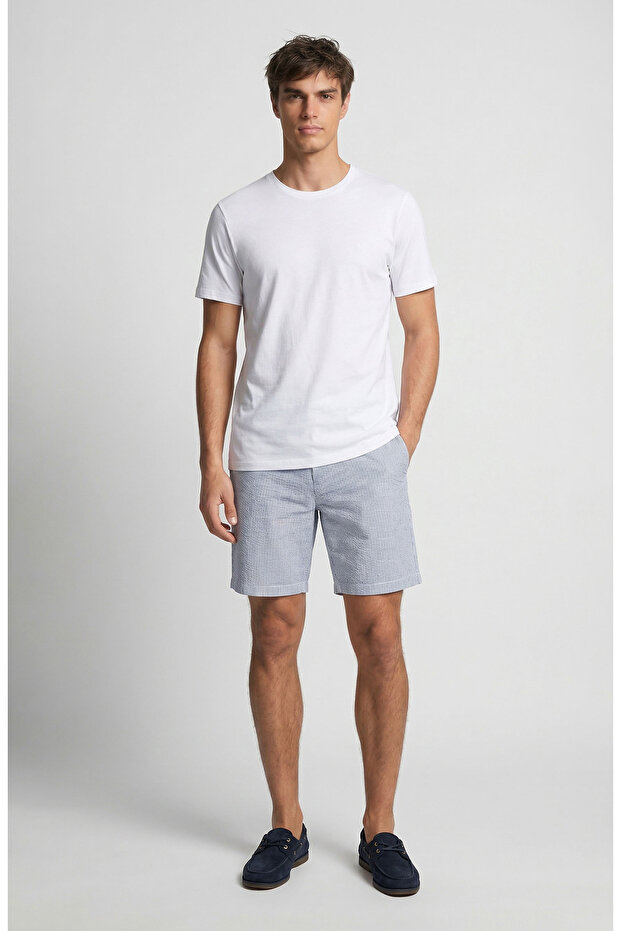 Mavi Çizgili Şort - 1