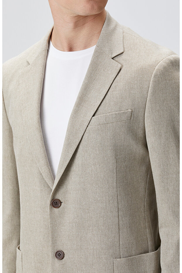 Bej Yün Karışımlı Ceket - 7