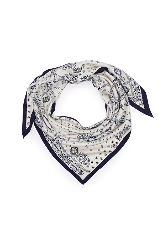 Beyaz Siyah Fular - 2