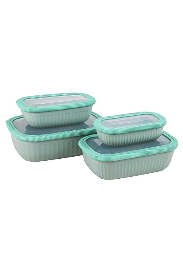 4 pcs Rectangular Food Storage Box Set, Green