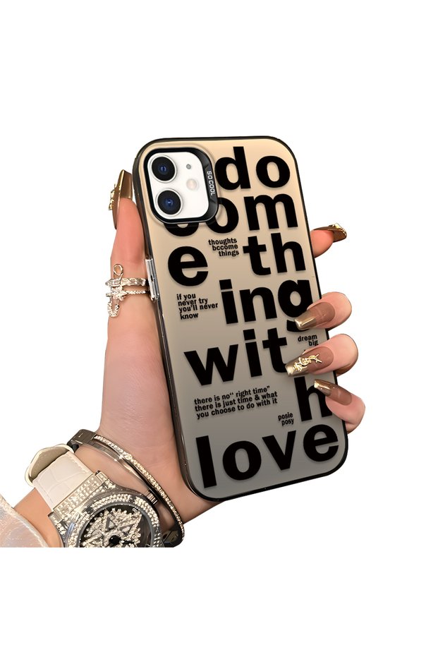 iPhone 12 Mini Compatible Hard Acrylic Back Silicone Edge Lens Protection Stylish Print Case