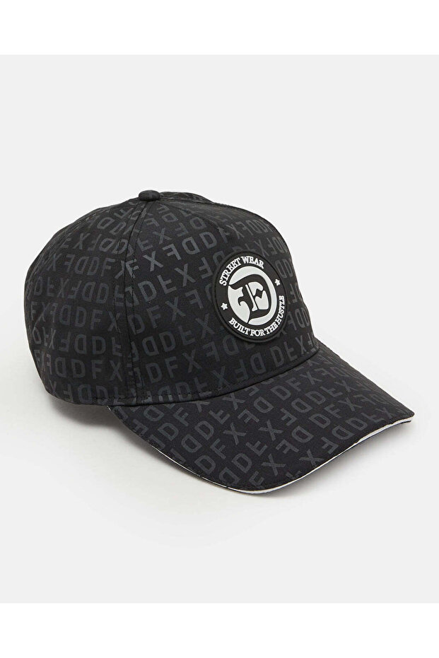 Men Black Printed Cap - 1