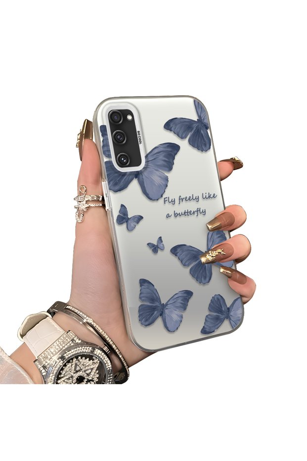 Samsung Galaxy S20 Fe 4G/5G Compatible Hard Acrylic Back Silicone Edge Lens Protection Butterfly Case