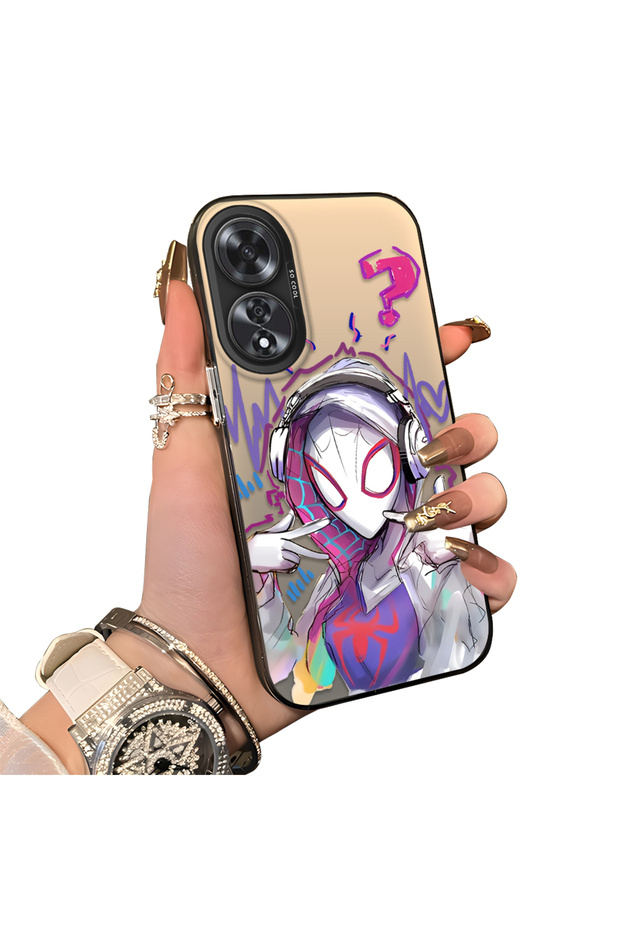 Oppo A60 Compatible Spiderman Couple Case Acrylic Back Silicone Edge Protection