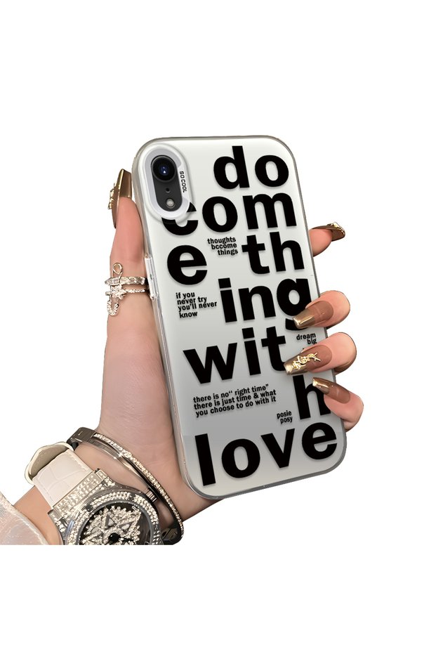 iPhone Xr Compatible Hard Acrylic Back Silicone Edge Lens Protection Stylish Print Case