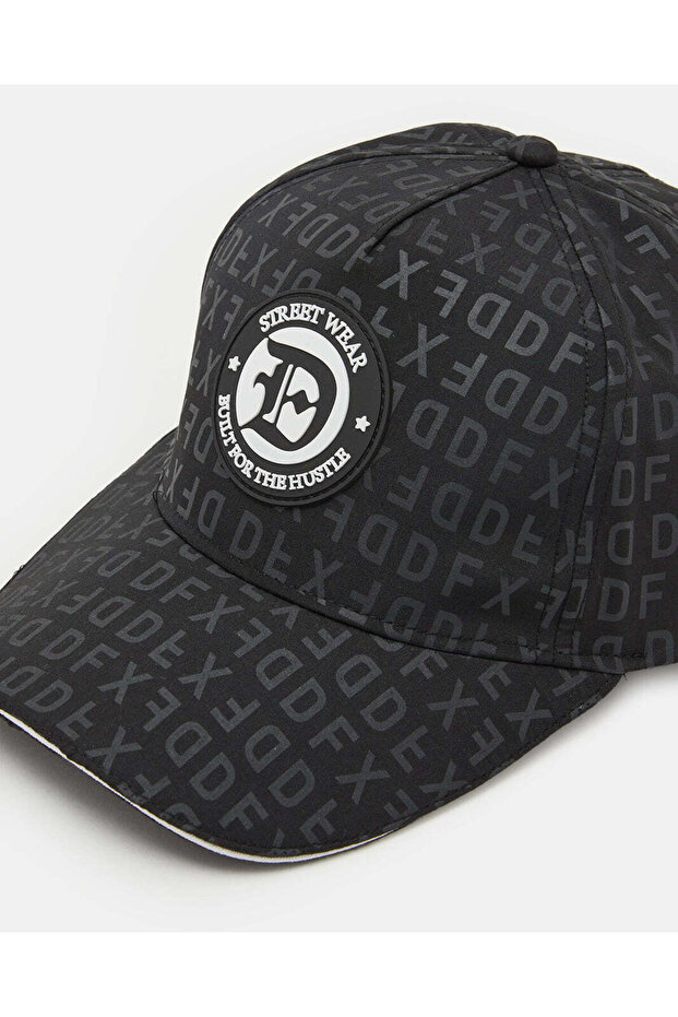 Men Black Printed Cap - 2