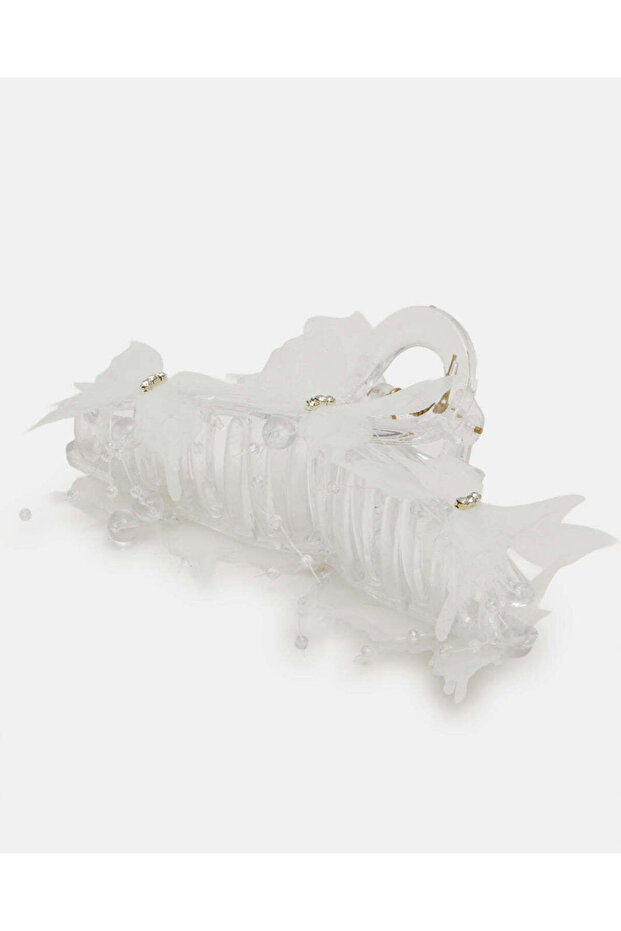 Girls White Embellished Hair Claw
