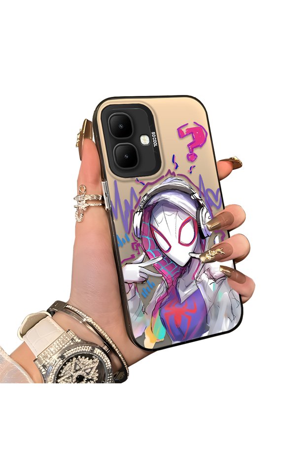 Infinix Smart 10 Compatible Spiderman Double Case Acrylic Back Silicone Edge Protection