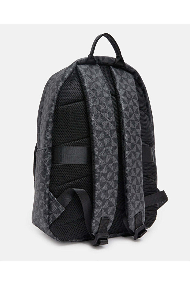 Men Black Patterned Backpack - 2