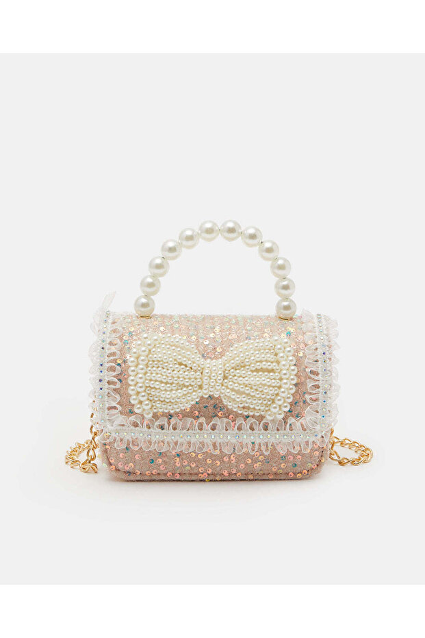 Girls Pink Embellished Crossbody Bag