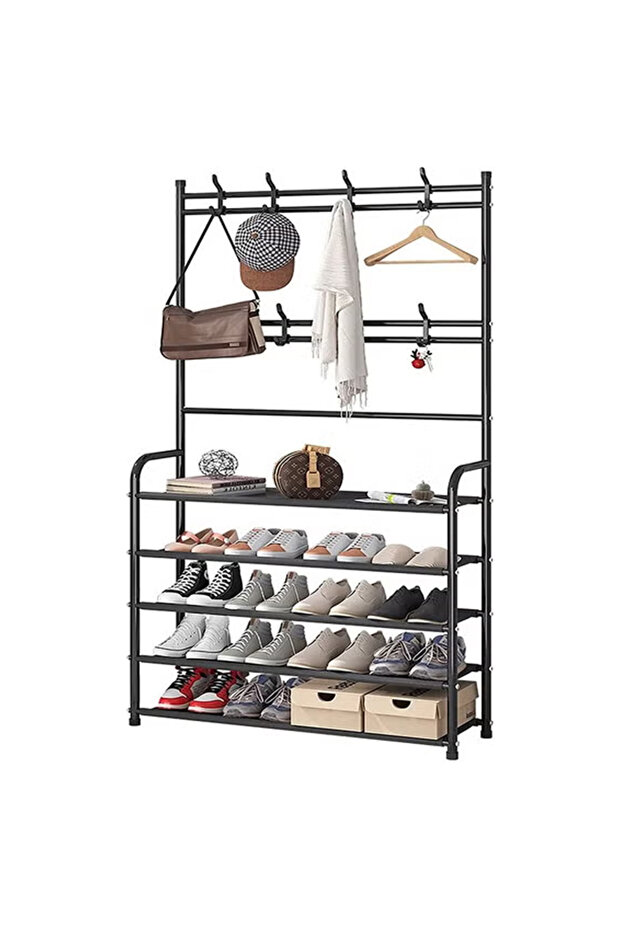 5 Tier Home Entryway Multi- Functional Shoe and Hat Rack