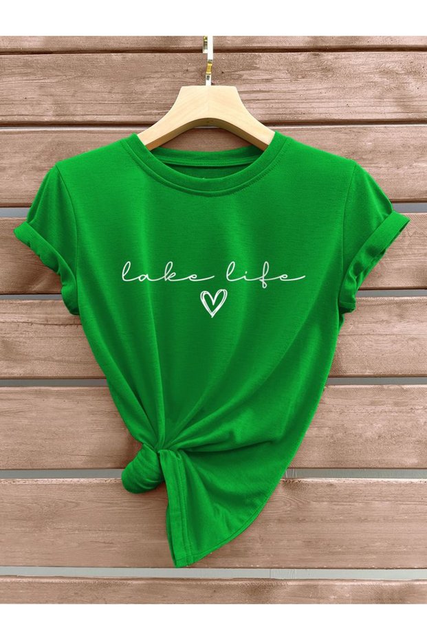 Printed Crewneck Pa Cotton Short Sleeve Regular Fit Women's T-Shirt
