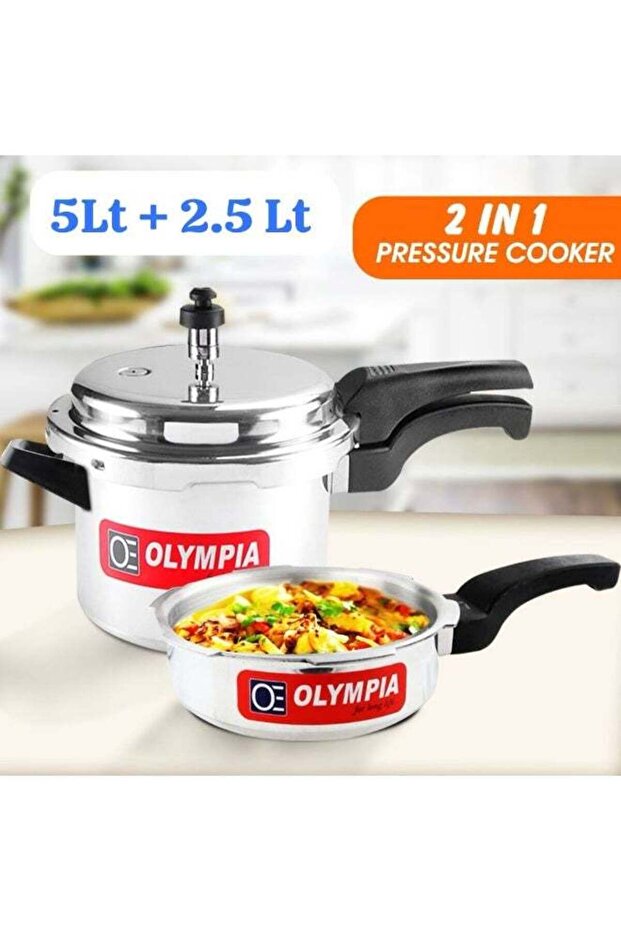 Main Pressure Cooker Capacity: 5 Liters. Inner Cooking Pot Capacity: 2.5 Liters. Total Set Capacity:
