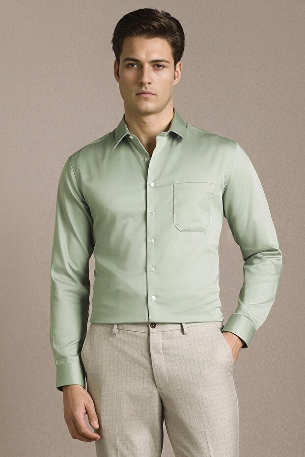 Men Slim Fit Long Sleeves Shirt
