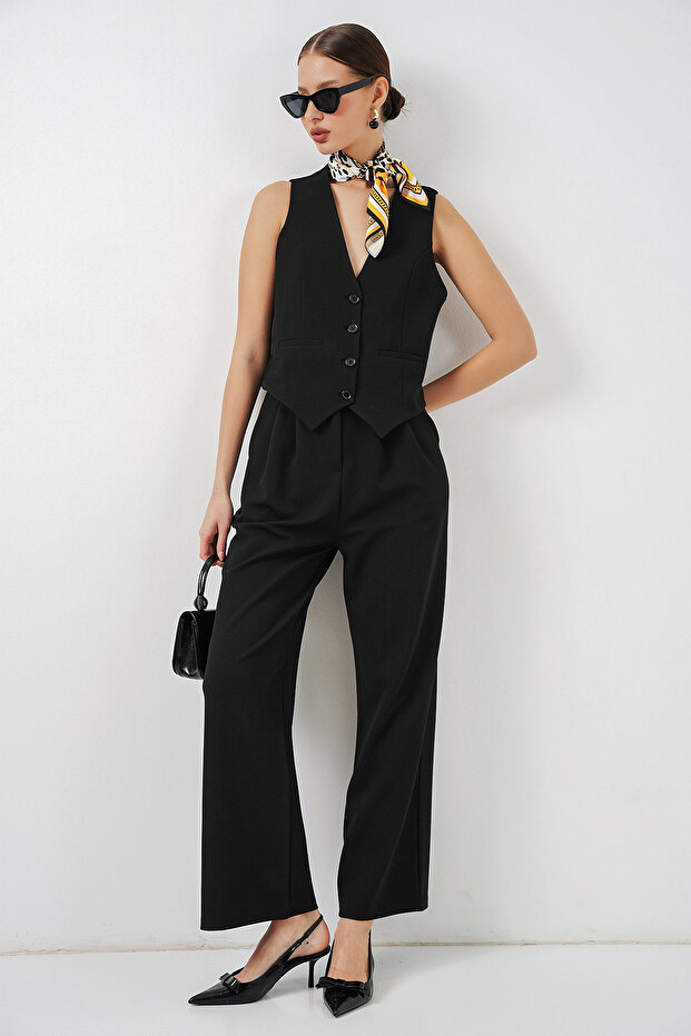 Women's Vest Pants Double Suit 30091 - Black