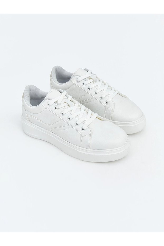 Lcw Steps White Lace-Up Women's Sports Shoes