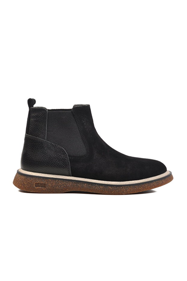 Black Suede Genuine Leather Men's Chelsea Boots