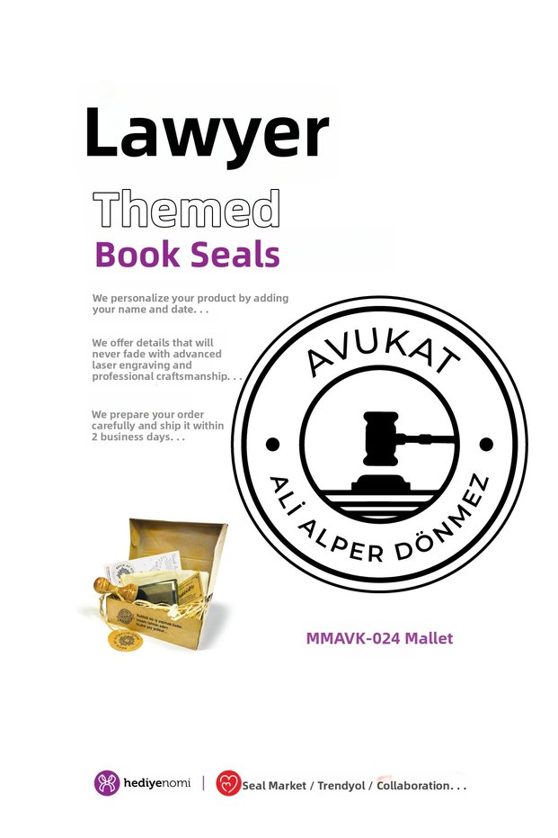 Mühürmarket > Lawyer's Book Seal with Mallet - Ex-Libris - Book Stamp > Mmavk-024