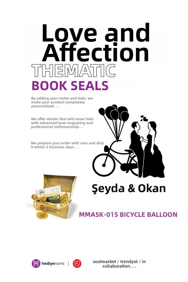 Mühürmarket > Love Bike Love and Affection Book Seal - Ex-Libris - Book Stamp > Mmask-015