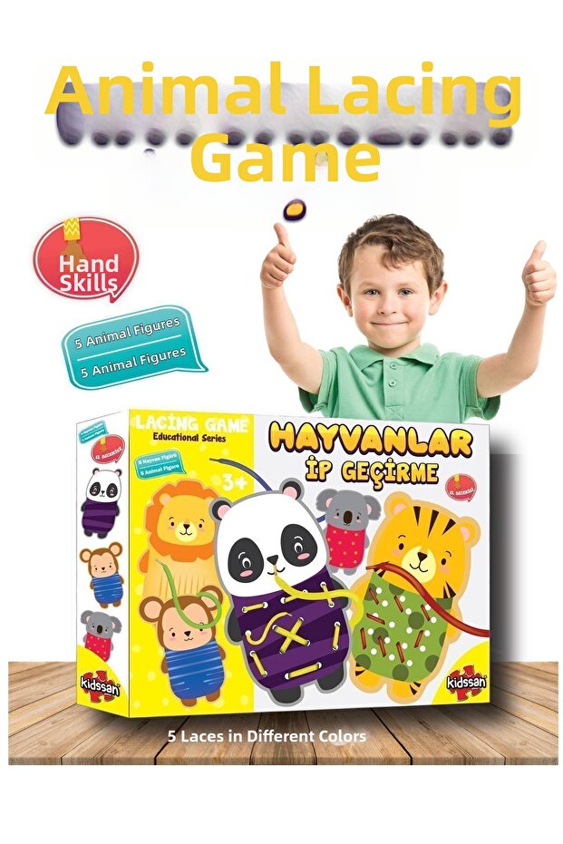 Animals Stringing Game Lacing Game 5 Different Animals