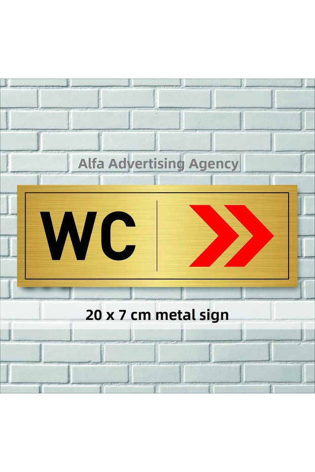 Metal Sheet with Wc Written Right-Hand Side Arrow Mark