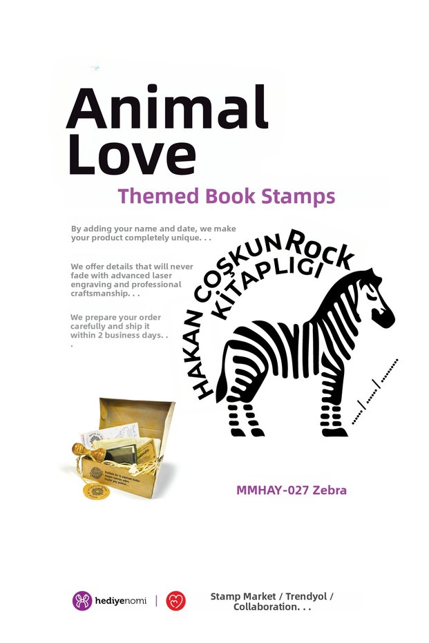 Mühürmarket > Zebra Animal Love Book Seal - Ex-Libris - Book Stamp > Mmhay-027